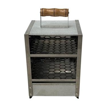 Imagem de Churrasqueira Queijo Coalho Inox Praia Camping 2 Grelhas - INOX LAURIN