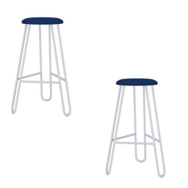 Imagem de Conjunto 2 Banquetas Altas Ginger com Estrutura Branca - Metalig
