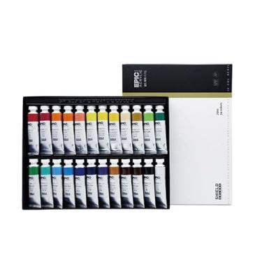 Imagem de Conjunto de tinta acrílica – 24 cores, 20 ml cada, feita na Coreia, com proteção UV, qualidade premium, emulsão acrílica de alta pureza, não tóxica, certificação AP, ASTM D4236