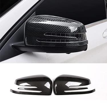 Imagem de Para Mercedes-Benz A B C E CLA GLA GLK S CLS Classe C300 E300 Capa de espelho retrovisor lateral Proteger Capas de proteção para espelho de asa externa decorativa (cor de fibra de carbono)