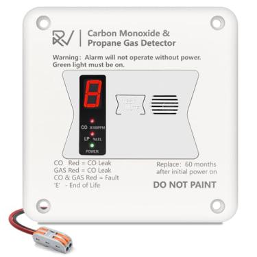 Imagem de Detector de monóxido de carbono e propano RV, 2 em 1, alarme duplo de gás CO/LP, substitui o antigo alarme alto 31011, 100dB, 12V CC para trailer de viagem de motorhome, ônibus motor, trailer de