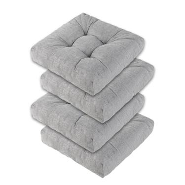 Imagem de LYLNBYWK Conjunto de 4 almofadas de cadeira para cadeiras de jantar, almofadas de espuma de memória, almofadas de cadeira de cozinha com tufos, 40,6 cm x 40,6 x 10, cinza