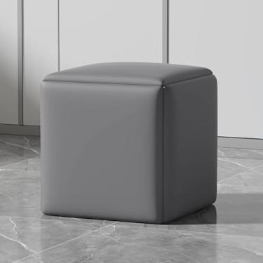 Imagem de Banqueta Otomana De Couro Falso Com Rodízios Giratórios - Banco Quadrado 5 Em 1 Para Sala De Estar E Sala De Jantar, Cadeira De Sofá Empilhável Cadeira De Vestir, E, 45cm