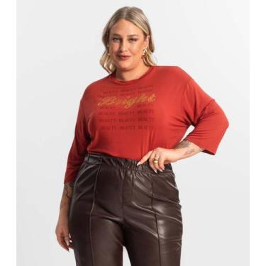 Imagem de Blusa Feminina Plus Size Manga 3/4 Secret Glam Vermelho, Plus G1, Verm