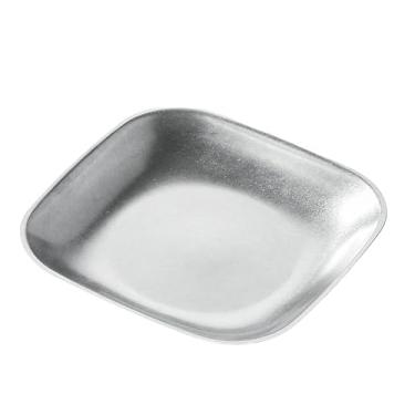 Imagem de Bandeja rasa quadrada de aço inoxidável dourada para neve criativa e requintada - prata retrô (prato quadrado)