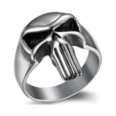 Imagem de Anel Justiceiro  Aço Inox Caveira Motoqueiro Moto Harley  - Euro Impor