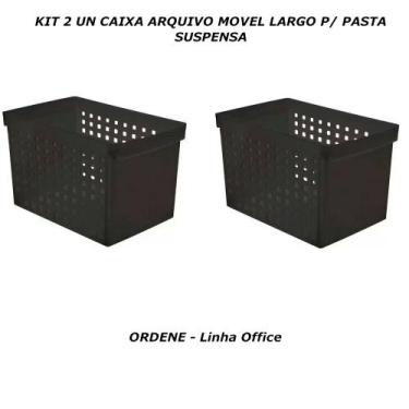 Imagem de Kit 2 un caixa arquivo movel largo p/ pasta suspensa preto - ORDENE