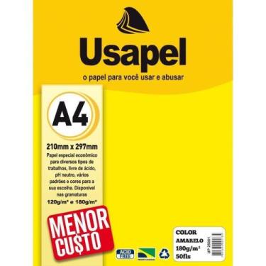 Imagem de Papel color a4 180g c/ 50 folhas amarelo - usapel