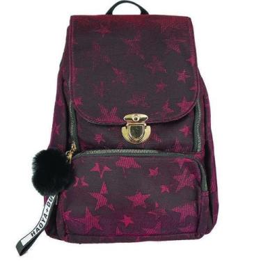 Imagem de Mochila Glitter Feminina Teen Escolar Estrelas 8007 Bordô - Xfp By Pla