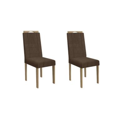 Imagem de Cadeira de Cozinha 2CAD150EA Kit 2 Un Carvalho/Suede Marrom - Kappesberg