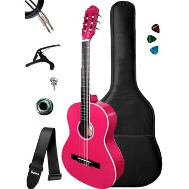 Imagem de Violão Elétrico Giannini Canhoto N14 + Capa Luxo Acessórios (Pink Glossy)