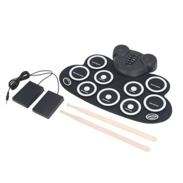 Imagem de WALFRONT Almofada de Bateria Eletrônica Roll Up 9 Practice Bloce Com Pedais de pé de Tambor
