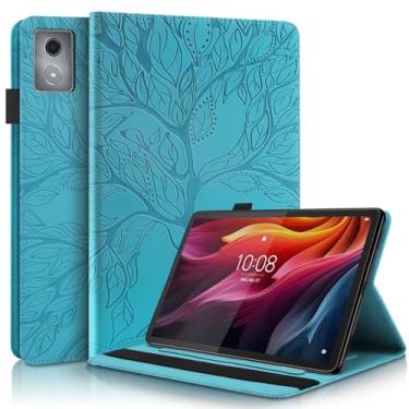 Imagem de TIPOYOROO Capa para Lenovo Tab M11 Plus/Lenovo Tab K11 Plus 11,45 polegadas 2024 PU capa protetora leve com suporte flip com faixa elástica e porta-cartão - turquesa