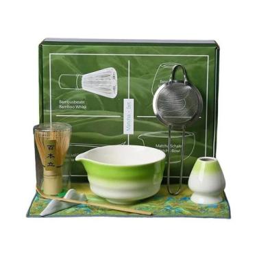 Imagem de Conjunto De Matcha Japonês 4/7 Peças Com Batedor De Bambu, Tigela, Pin