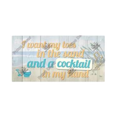 Imagem de Placa De Madeira Decorativa Para Casa De Praia, Letreiro Suspenso De V