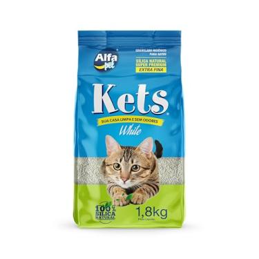 Imagem de Granulado Higiênico White Sensitive Ultrafina, Pacote de 1,8kg, Linha Kets, Alfapet.