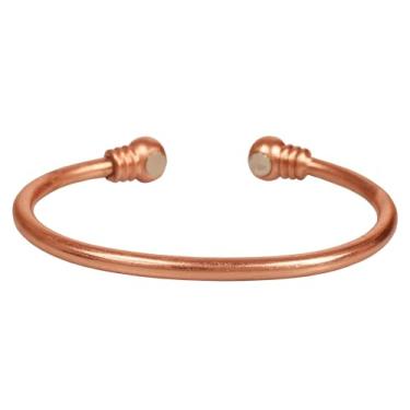 Imagem de Touchstone feito à mão por artesãos indianos qualificados, pulseira de tubo torcido à mão de cobre de alto calibre durável em tom natural.