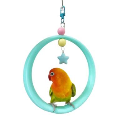 Imagem de Baloiço de pássaro, brinquedo para pendurar em gaiola, poleiros de resistência à mordida de PLA, para periquitos, calopsitas, periquitos, material ecológico, decoração de gaiola de pássaros (azul)