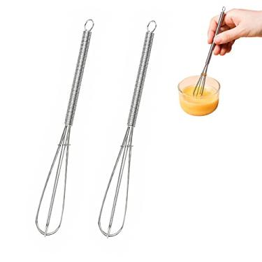 Imagem de Whisks Stainless Steel Mini Wire Whisks Set of 2 Portable Stainless Steel Kitchen Tiny Whisk Egg Beater with Thick Wire for Cooking Blending Whiping Beating Stirring