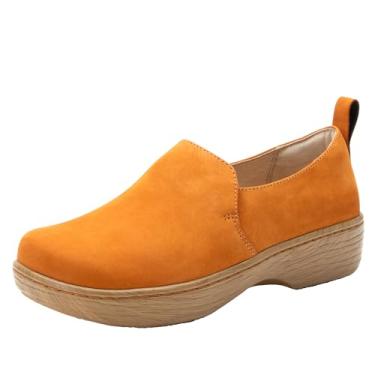 Imagem de Tamanco feminino Alegria Origin Orygin couro de grão de madeira sem cadarço, Punkin, 11.5-12 Wide