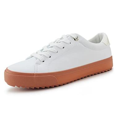 Imagem de Hawkwell Tênis feminino juvenil, branco, moderno, casual, para caminhada, Branco, rosa, 37