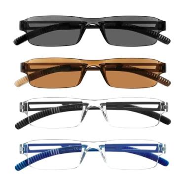 Imagem de Viseng 6 pares de óculos de leitura, óculos de bloqueio de luz azul, óculos de leitura de computador para homens e mulheres, 1 preto, 1 transparente, 2 óculos de sol, 2