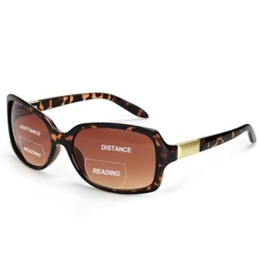 Imagem de JiSoo Óculos de sol de leitura bifocais para mulheres, óculos de sol modernos femininos retrô para leitura, Marrom leopardo