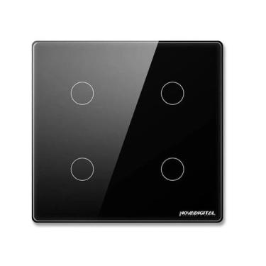 Imagem de Interruptor Nova Digital Preto 4 teclas Wifi 4x4 com RF