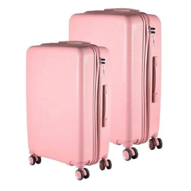 Imagem de Kit Mala 23Kg + Mala 10Kg Polipropileno Inquebrável Rose
