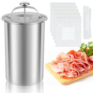 Imagem de Máquina de presunto de aço inoxidável, panela de prensa de carne para fazer carnes caseiras saudáveis com termômetro e 15 sacos de sanduíche com zíper - Cozinha, bacon, carne, panela de pressão