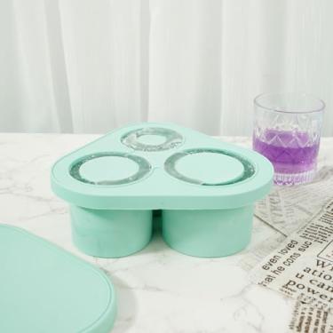 Imagem de DJAPWPX 2 bandejas para cubos de gelo, molde de silicone para cubos de gelo com tampa, cilindro para fazer gelo, bandeja para cubos de gelo, sem BPA, molde grande de cubo de gelo para freezer, água