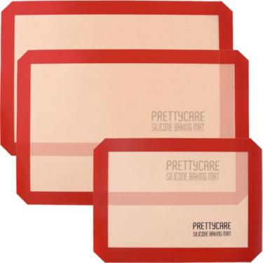 Imagem de Conjunto de tapetes de silicone da PrettyCare (2 meias folhas e 1 quarto de folha) suprimentos antiaderentes para assadeiras e torradeira - Macaron/pastelaria/pão/pão
