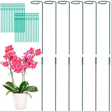 Imagem de LCZNXJJY Estacas de suporte de haste de 32,8 cm, estaca de suporte de haste única com clipes, estacas de haste de jardim de ferro à prova de ferrugem, anéis de suporte de gaiola de haste para escalada