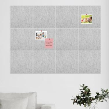 Imagem de Tábuas de cortiça grandes 119 x 89 cm, 12 peças de azulejos de parede de feltro com 20 pinos coloridos, quadro de avisos, placa de cortiça autoadesiva para paredes, escritório, sala de aula, sala de