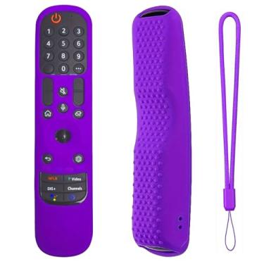 Imagem de MRSVI Capa de silicone para MR24GA/MR21GA/MR22GN/MR23GA, capa protetora compatível com LG Magic TV C2 C3 G3 OLED controle remoto Slicone com cordão (azul brilhante) (roxo)