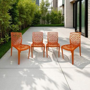 Imagem de Kit 4 Cadeiras Gruvyer Terracota Cafeteria Doceria Sala de Jantar - EC