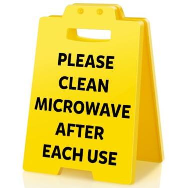 Imagem de BuiltFit Placas engraçadas de regras de cozinha - limpe o micro-ondas após cada uso, pequena placa de decoração de mesa para anfitriões essenciais, aluguel, casa, escritório, sala de descanso