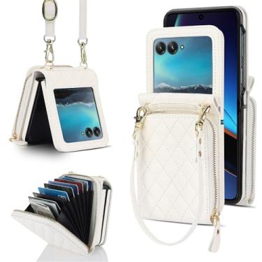 Imagem de Capa de telefone para Motorola Razr Plus 2024/2025/Moto 50 Ultra carteira transversal alça de cordão e suporte de dobradiça proteção resistente para cartão rígido fosco RazrPlus Plus2024 + 5G mulheres