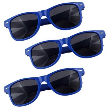 Imagem de YLOIJO Óculos de sol de festa para adultos dos anos 70 e 90 anos neon retrô festa na praia piscina decoração de casamento suprimentos, Azul escuro