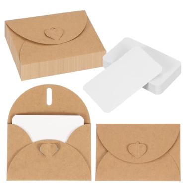 Imagem de PATIKIL Conjunto de 50 mini envelopes com fecho de coração, cartões de notas em branco de 10,4 x 7,6 cm com envelopes para presente convite de casamento, formatura, feriado, Dia de Ação de Graças