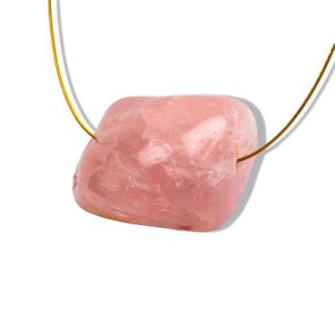 Imagem de Pedra Rolada Quartzo Rosa Furo Vazado Horizontal Artesanato - Cristais