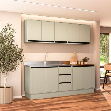 Imagem de Cozinha Compacta 4 Peças 250034 Sem Tampo Koya Verde Oliva Politorno Móveis