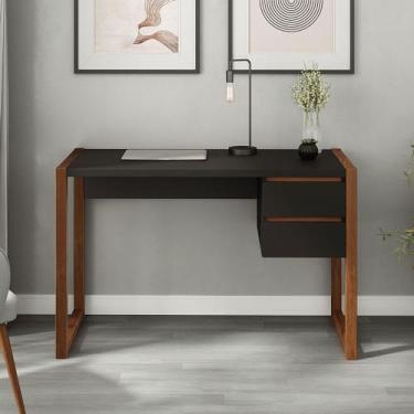 Imagem de Mesa de Estudo Compacta 120 cm Home Office Preto Castanho Madeira Beli