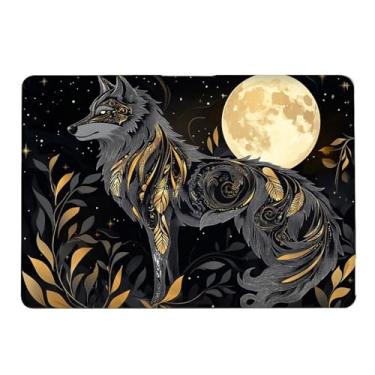 Imagem de Yicomon Compatível com MacBook Air 15 polegadas 2023 M2 2025 chip M4 modelo A2941 A3241, capa rígida de plástico para Mac Air 15 com Touch ID (2023) - Lobo preto misterioso luar