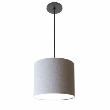 Imagem de Lustre Luminária Pendente Vivare Free Lux Pe-4105pr Cúpula Em Tecido 20x22cm Rustico-cinza Canopla Preta E Fio Preto