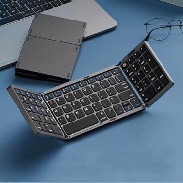 Imagem de Teclado dobrável, touchpad/teclado numérico integrado, Bluetooth triplo dobrável, adequado para tablets iPad, MAC/Win/Android (preto, modelo de teclado único)