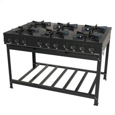 Imagem de Fogão Industrial Venâncio a Gás GLP Bravo 6 Bocas Preto BR6BPR
