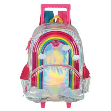 Imagem de Mochila Escolar de Carrinho Infantil Luxcel UP4YOU Arco-íris, Prata