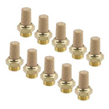 Imagem de Wealrit Silenciador de escape pneumático de 10 peças, silenciador de ar de cobre sextavado de rosca macho de 1/20.3 cm, filtro de silenciador industrial de 2 cm, encaixe de linha de ar para sistemas