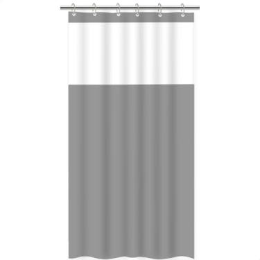 Imagem de Cortina Para Box Banheiro Com Visor Transparente Polietileno Impermeável 198x138cm Com Ganchos (Cortina Box Cinza)